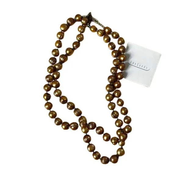 Lee Sands Freshwater Baroque Rust Pearls And Sterling Silver Necklaces 17"